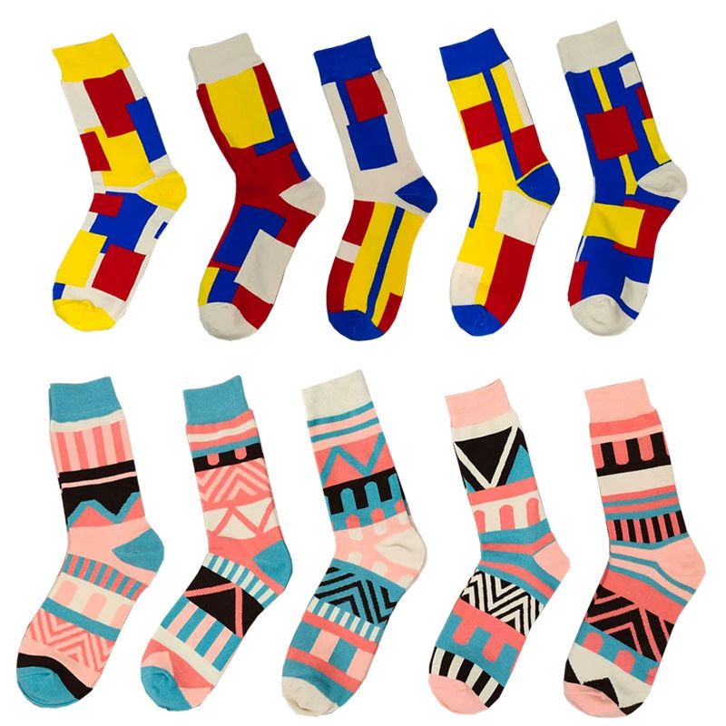 Европейские и американские уличные модные мужские носки средней длины жаккардовые носки средней длины Модные носки в стиле хип-хоп Модные мужские и женские модные повседневные модные носки