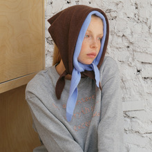 自制韩系兔毛羊毛混纺针织三角巾女秋冬季护颈毛线小围脖搭肩两用