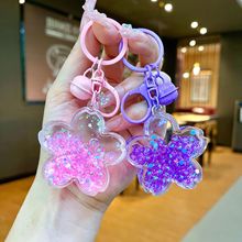 夜光泡泡珠樱花钥匙扣亚克力流沙摆件花朵钥匙链挂件节庆小礼品