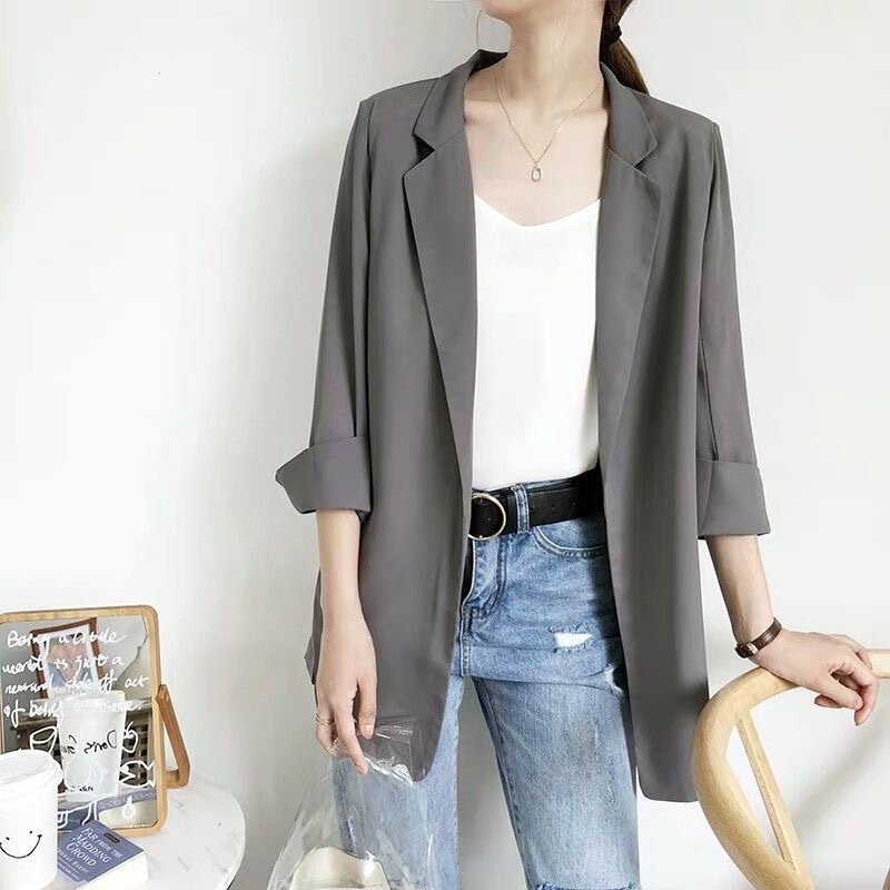 Korean Style Small Suit Jacket Women's Three-Quarter Sleeve Elegant Chiffon Top 2024 Spring and Summer New Sun Protection Thin Small Suit