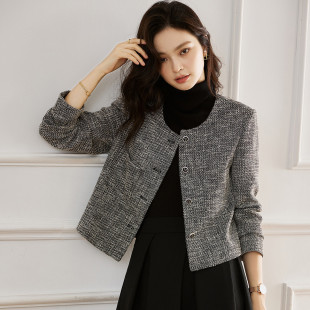Elegant Simple Chanel Style Coat Women's Spring and Autumn 2025 Retro Sense Age-reducing Short Korean-style Long-sleeved Top Trendy