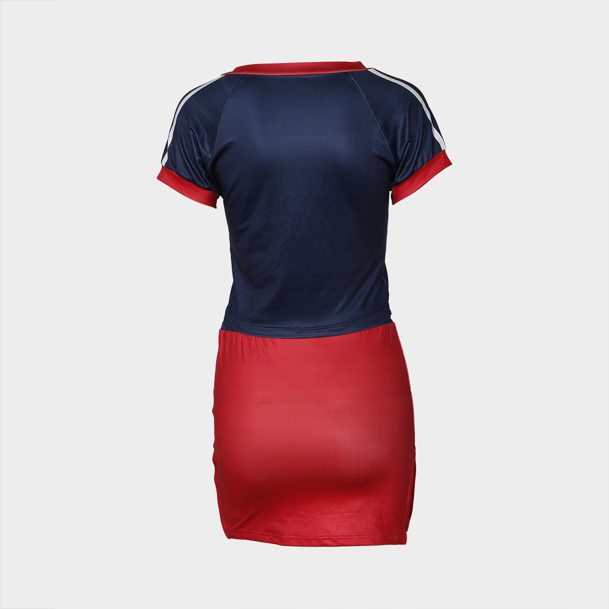 Summer Sweetheart Girl Elastic Sports V neck Color-Block Printed Short Top Skirt Outfit