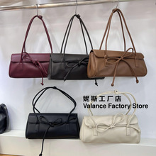 妮斯 复古托特包蝴蝶结时尚高级感小众设计法棍包女手提包