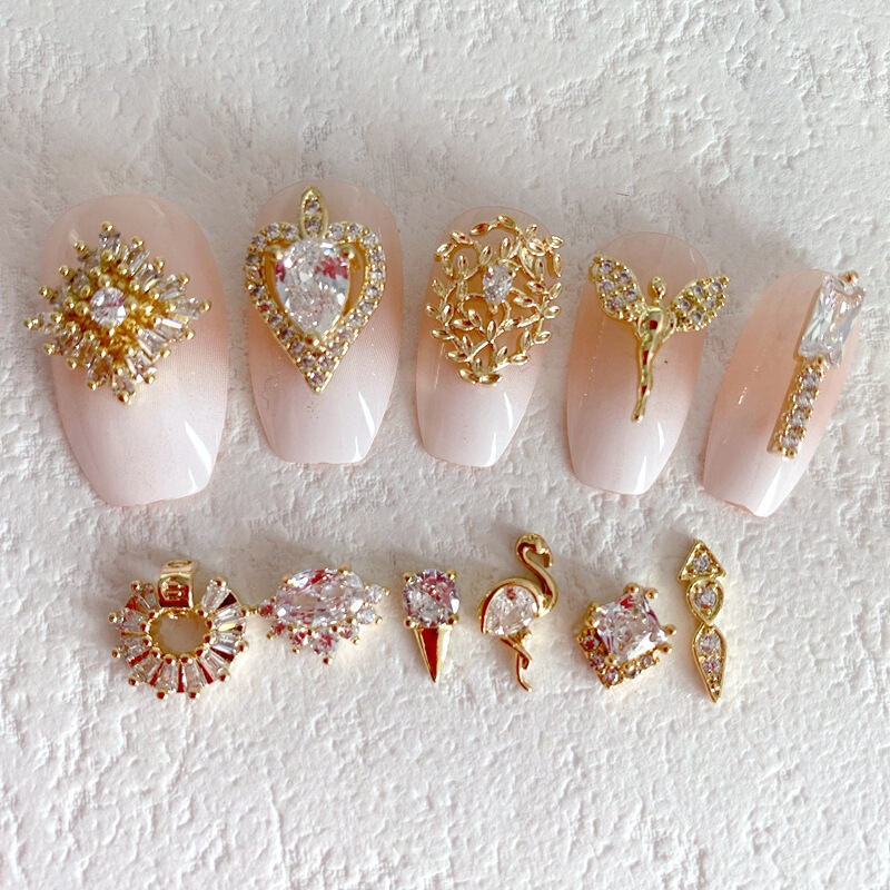 Nail geometry heart zircon 2022 diamond three-dimensional decoration Super Flash Net red nail diamond decoration wearing nail decoration