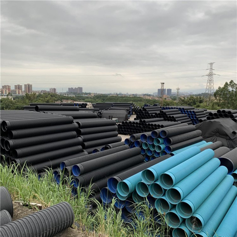 HDPE双壁波纹管 钢带增强聚乙烯螺旋波纹管 大口径耐磨污水排水管