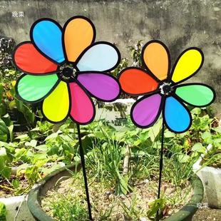 Cross-Border Hot Selling Cloth Windmill Wholesale Real Estate Scenic Spot Decoration Stall Toys Black Edge Eight-Color Eight-Leaf Fabric Large Windmill