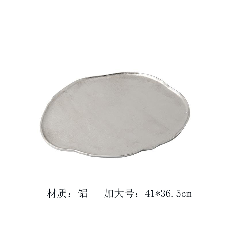 India importa simple estilo europeo de aluminio martillo plateado bandeja rectangular decoración de mesa de té de sala de estar bandeja de almacenamiento decoración image 8