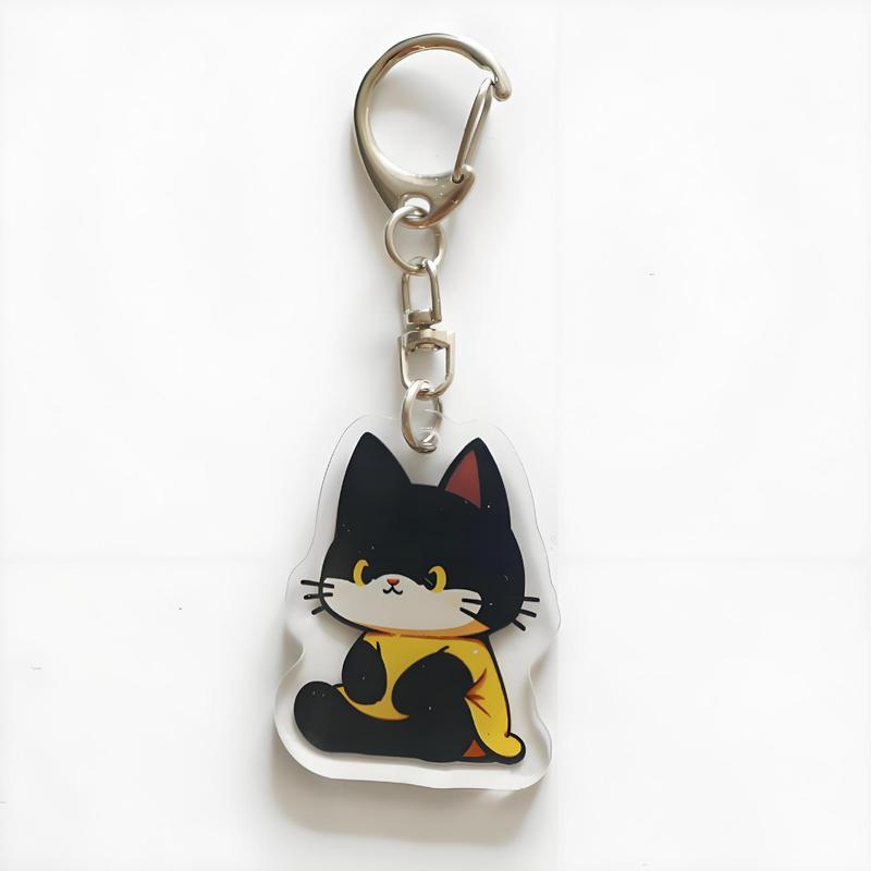 卡通版猫咪周边亚克力钥匙扣可爱小猫端坐系列钥匙链情侣挂件装饰|undefined
