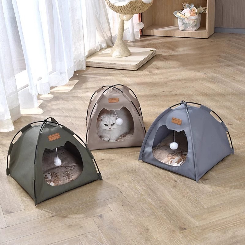 Fábrica directa 2025 nueva tienda de gato cerrada plegable Oxford tela gato nido perro nido en stock un agente