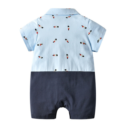 Cross-border children's summer new infant one-piece suit with gentleman bow tie, two-piece belt top for babies, full moon and first birthday.