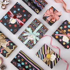 節日黑色條紋禮品包裝紙 生日禮物禮品紙DIY手工包書皮紙批發