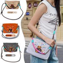 新款迷你卡通小熊小方包拉链款刺绣MINI单肩斜挎包夏季潮绣包包女