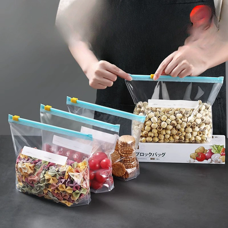 ✅ Мешок для хранения продуктов на молнии, утолщенный пищевой бытовой холодильник для хранения продуктов, плотный герметичный мешок, самозапечатывающийся