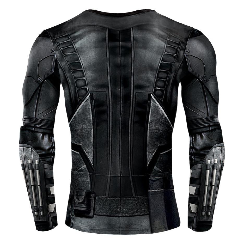 2025 New Export Batman Anime Cos Superhero Tight-Fitting Long-Sleeved T-Shirt Men's Sports Fitness Quick-Drying Clothing