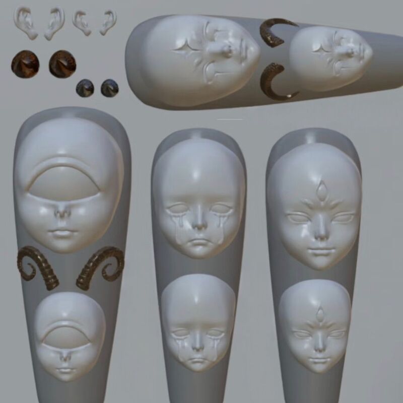 Three-Dimensional Bjd Doll Head into Head Bjd Face DIY Silicone Nail Art Silicone Mold Three-Dimensional Bjd Doll Head into Head Bjd Face DIY Silicone Nail Art Silicone Mold