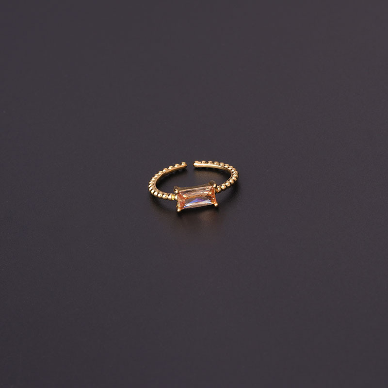 Fashion Square Copper Plating Inlay Zircon Open Ring 1 Piece