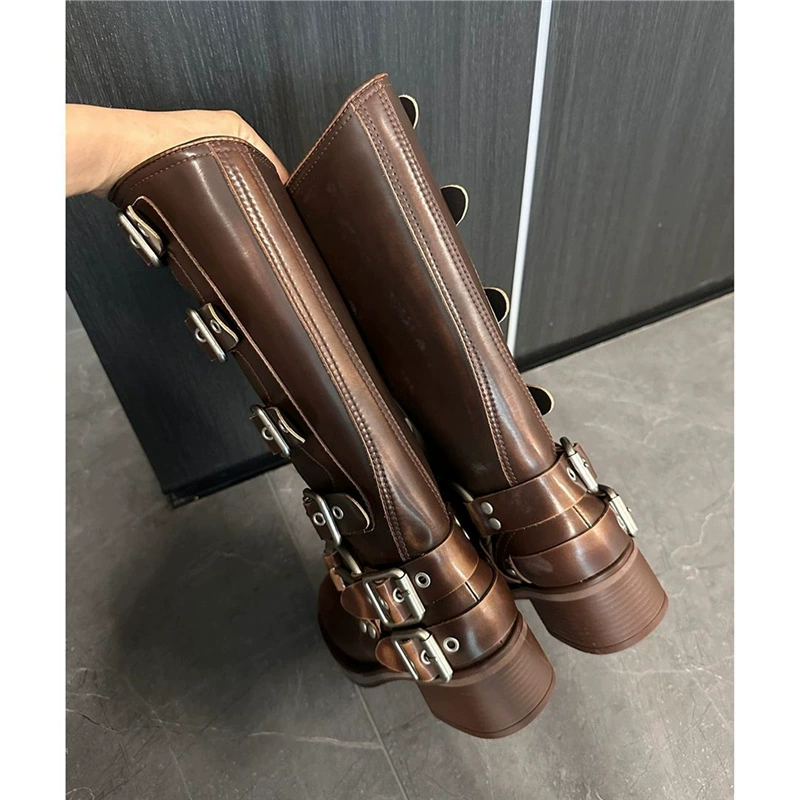 Demi-season denim high boots