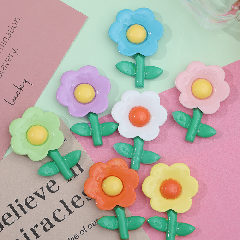 Nuevos accesorios tridimensionales de resina de tulipán grande DIY accesorios de cabello de girasol llavero parche de resina