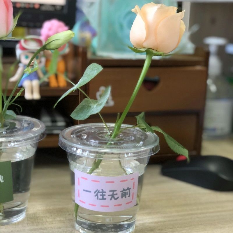 Taza de flores de paquete único Día del Maestro Festival Qixi bolsa de flores transparente portátil hecha a mano conjunto completo de bolsas de regalo de mercado nocturno