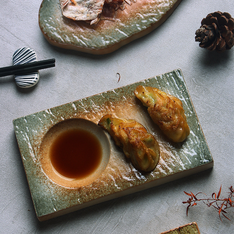 Japanese Style Simple Ceramic Plate High Appearable Value Household Plate Japanese Cuisine Sushi Plate Exquisite Underglaze Color Fried Dumplings Japanese Style Simple Ceramic Plate High Appearable Value Household Plate Japanese Cuisine Sushi Plate Exquisite Underglaze Color Fried Dumplings