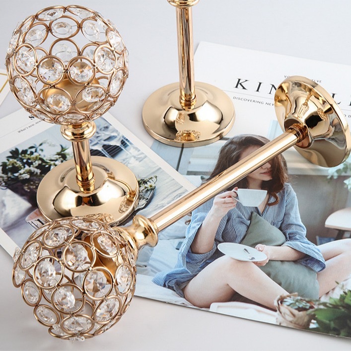 Mini candelabro de cristal transfronterizo adornos de galvanoplastia creativa hotel de bodas casa luz de velas accesorios de cena decoración accesorios