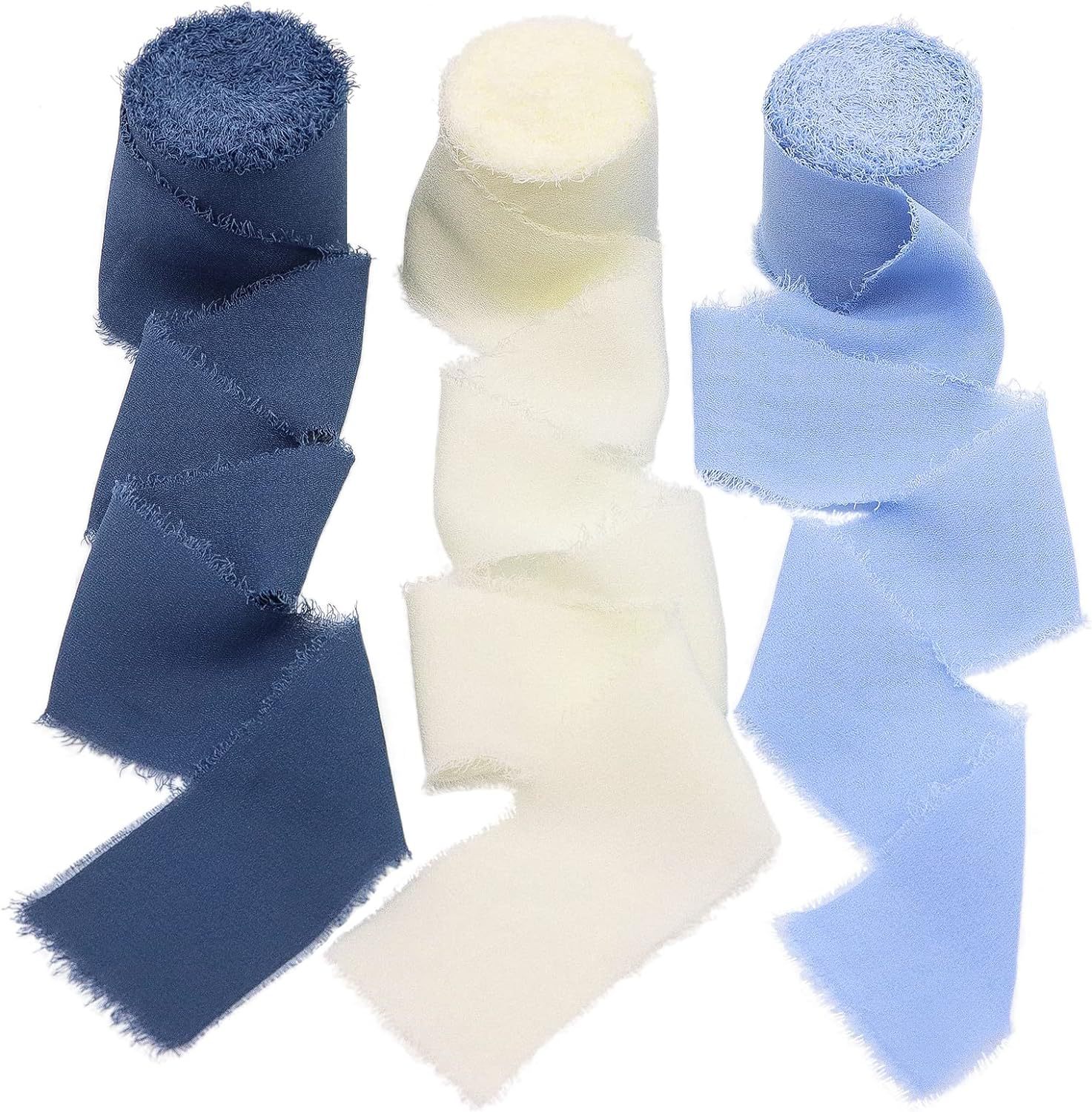 INS deshilachado gasa cinta ramo de la boda borla cinta arco decoración hilo de nieve tira de tela de seda