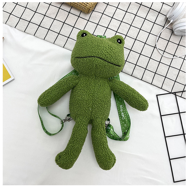 2021 Autumn New stylish and cute green frog single-shoulder crossbody bag wallet plush toy birthday gift for girls undefined