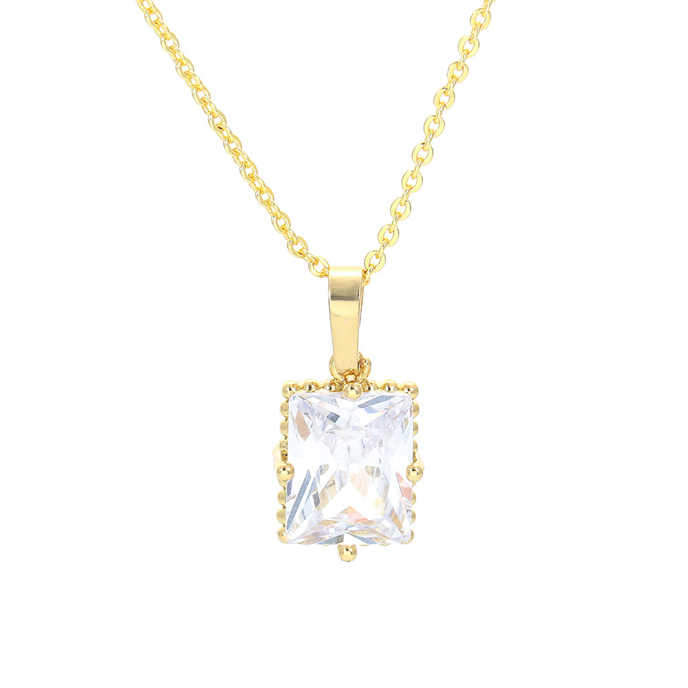 Daily Occasion Retro Square Copper Plating Inlay Zircon Women's Earrings Necklace 1 Set