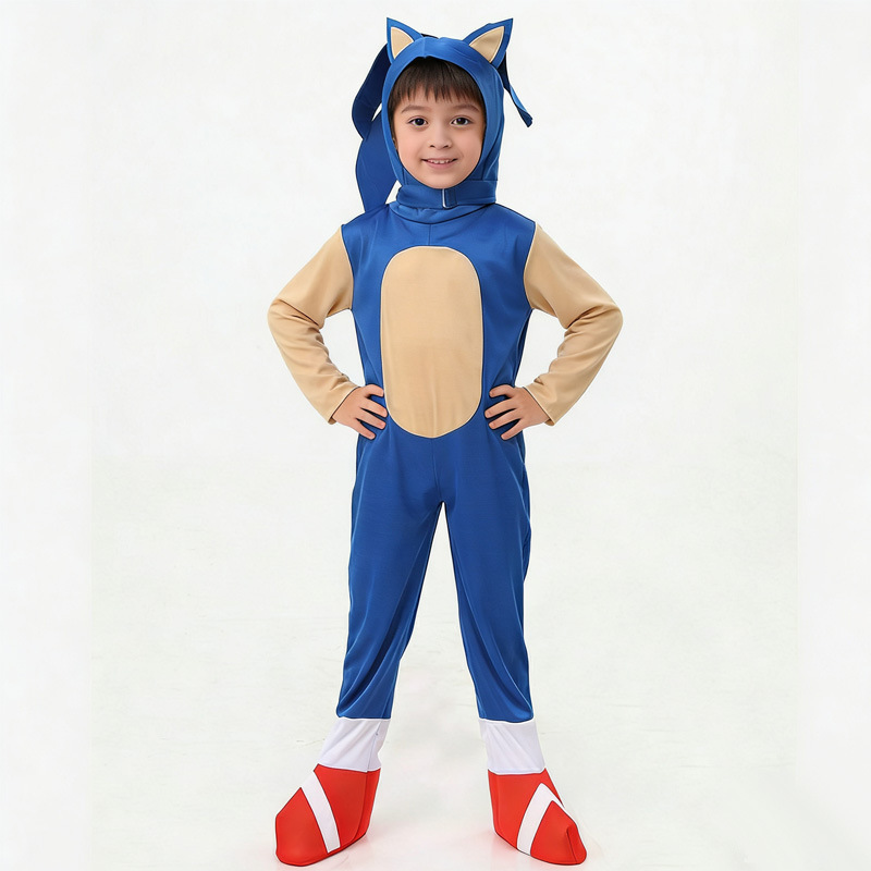 Hedgehog Blue Sonic Costume Supersonic Boy Sonic Performance Costume Children's Male Halloween Costume