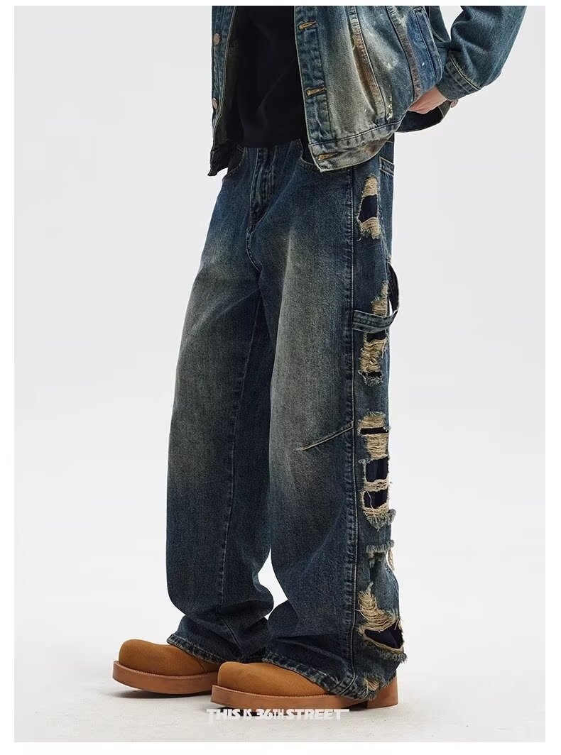 Men's Clothing Youth sports loose wide leg jeans design cool _ipsvogv.com