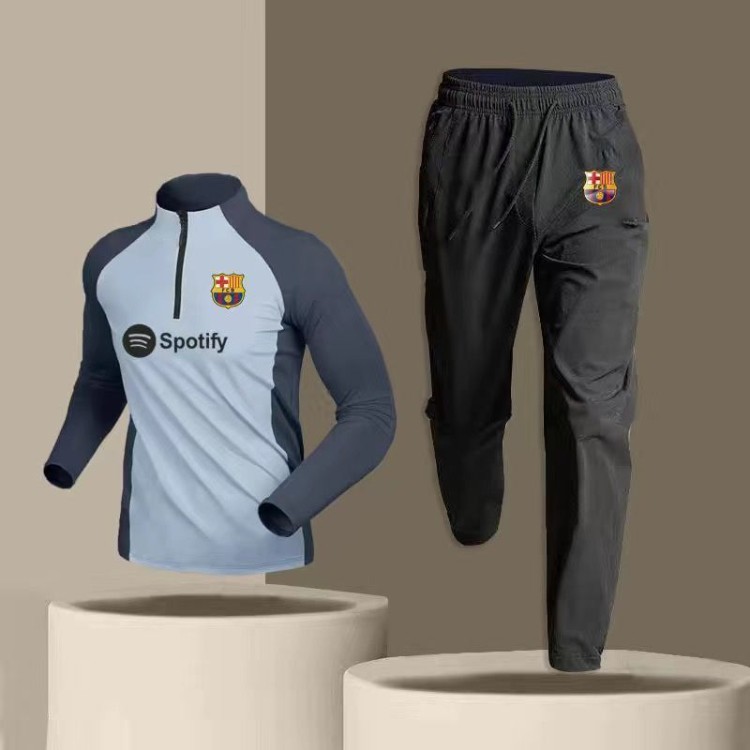 2324 juego de entrenamiento de fútbol masculino primavera y otoño rápido seco deporte de carrera dos piezas juego de cuello medio cremallera pantalones de manga larga