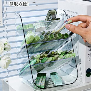 Large capacity oblique pen holder transparent children's girl boy student desk desktop practical storage box
