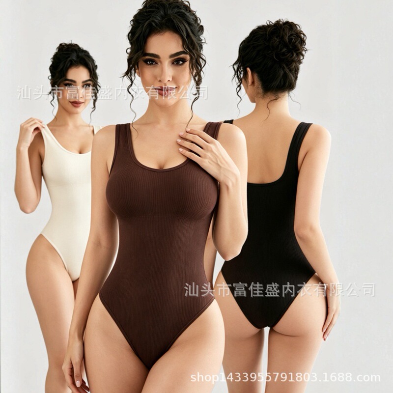 Amazon's Best-Selling Seamless Ribbed Vest with Waist-Cinching and Body-Shaping Square-Neck Bodysuit in Europe and America Amazon's Best-Selling Seamless Ribbed Vest with Waist-Cinching and Body-Shaping Square-Neck Bodysuit in Europe and America