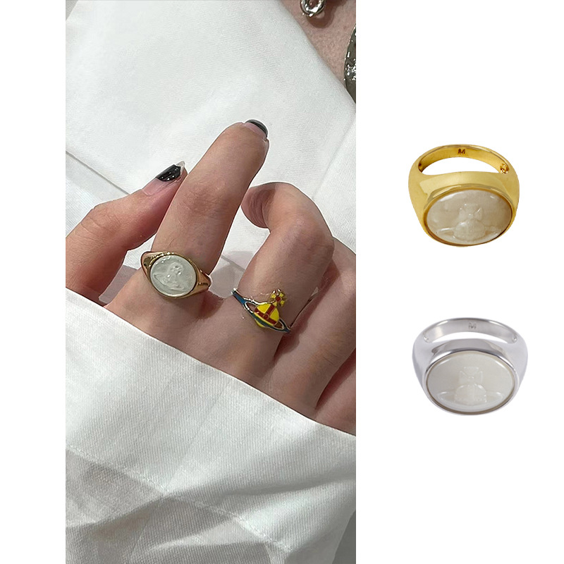 西太后同款土星贝壳浮雕戒指男女小众设计贝母镶嵌时尚薇薇安戒指