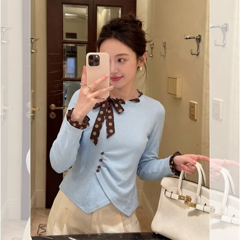 Plus-size lace waist-cinching 2026 new slim-fit women's spring and autumn long-sleeve asymmetrical top, versatile and trendy