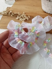 2厘米寬公主新款鬆緊白色網紗蕾絲紗系透明彩色彈力服裝花邊輔料