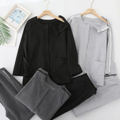 秋冬加絨加厚易穿脫護理服癱瘓臥床老人化療骨折病人康復服病號服