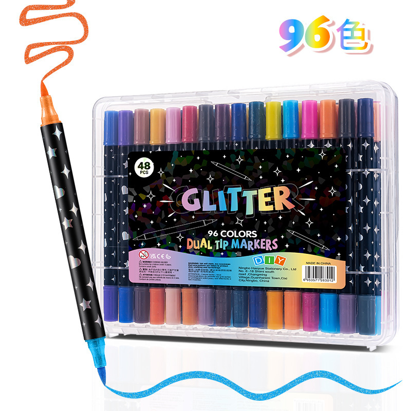 ホットセール新製品工場直接供給双頭二色フラッシュマーカーペンソフトヘッド絵画フラッシュペン水彩ペン卸売|undefined