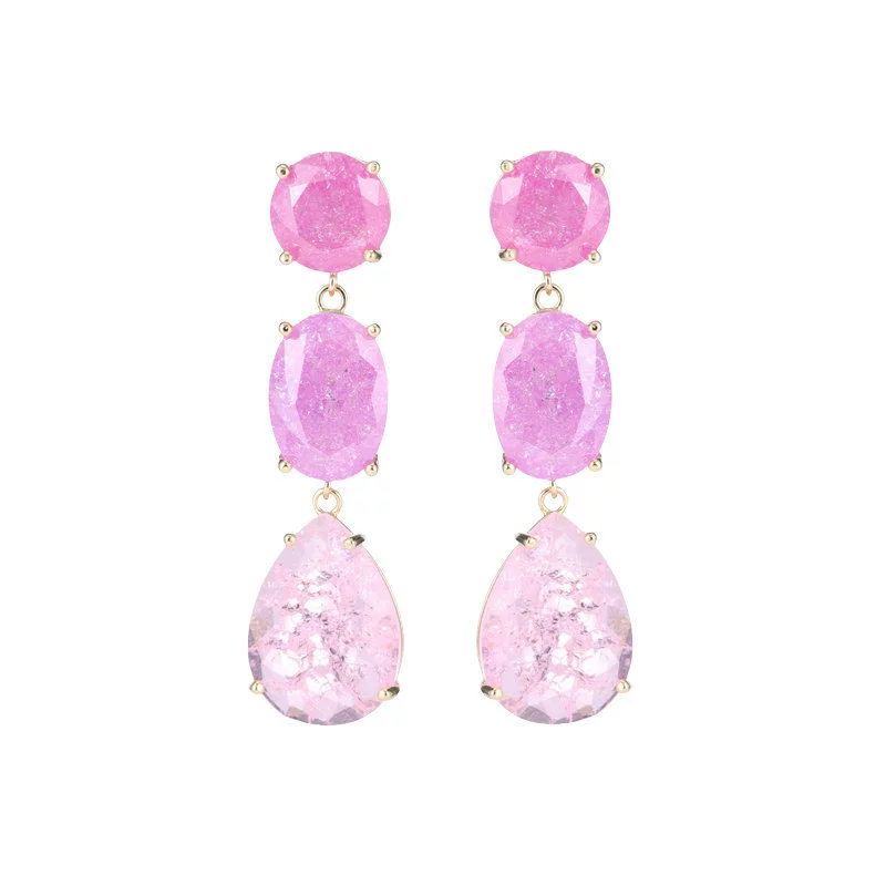 Geometric design cute earrings with zircon drop-shaped, silver 925 sample