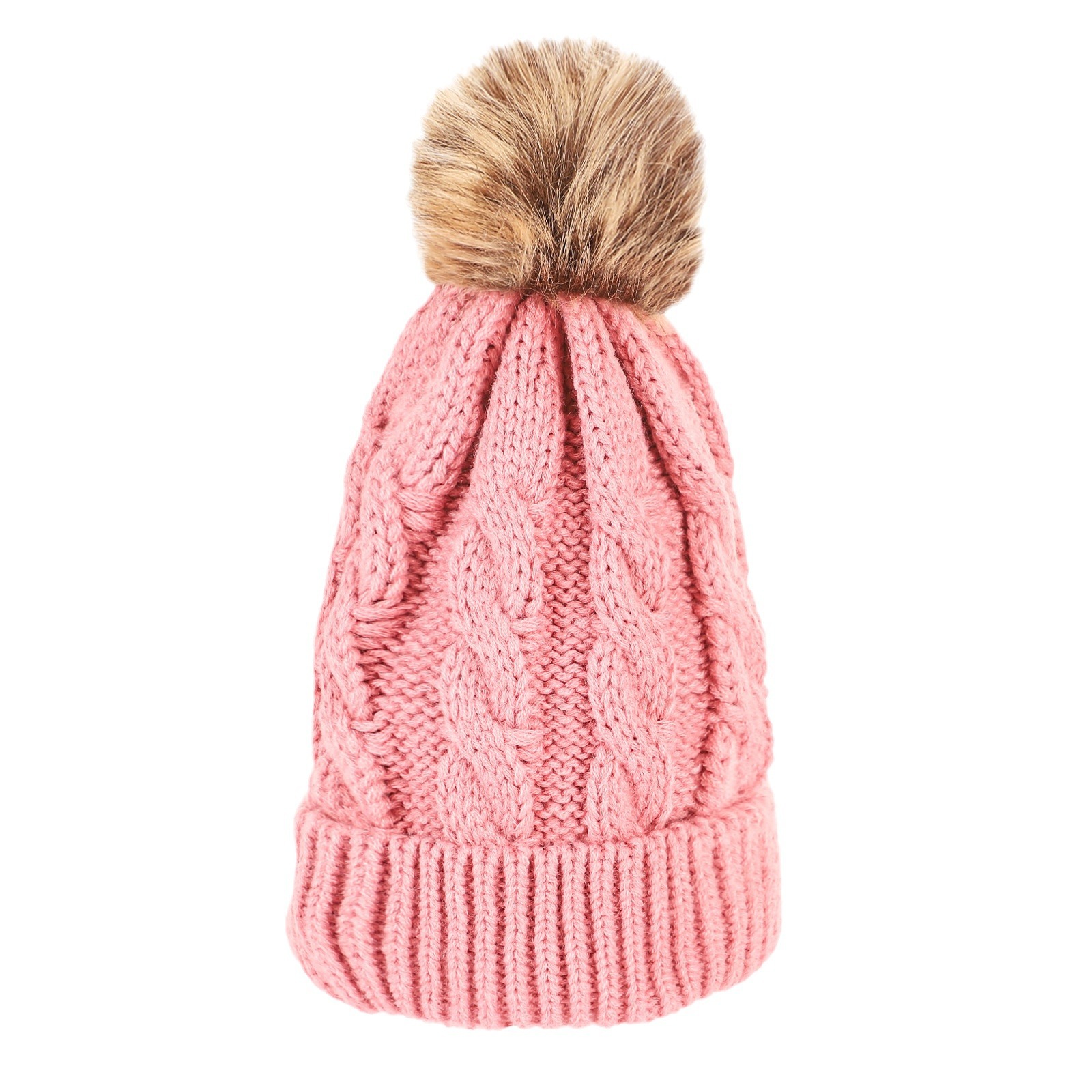 Bola de punto con giros de masa frita, gorro cálido de lana de punto sin cornisa, gorro de traje para padres e hijos adultos_voghion.com