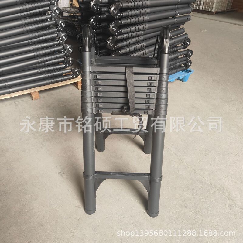 Black Extendable Dual-Purpose Iron Ladder with High Load Capacity 150kg Black Extendable Dual-Purpose Iron Ladder with High Load Capacity 150kg