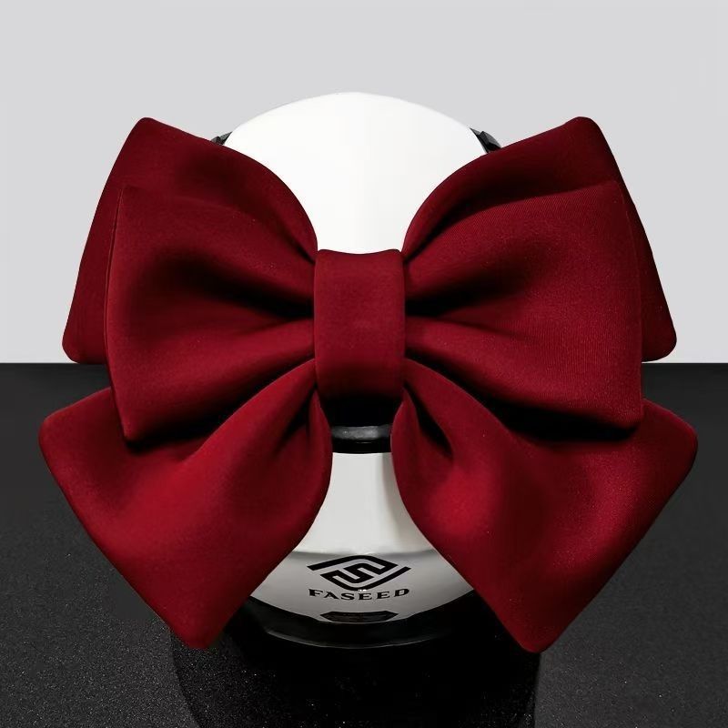 Motorcycle Helmet Bow Full-Face Helmet Rider Motorcycle Decoration Riding Electric Vehicle Summer Retro Bow Internet Celebrity