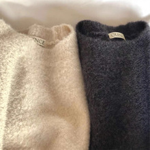 现货 2025秋季新款韩国东大门OU*CE宽松慵懒风纯色圆领长袖针织衫