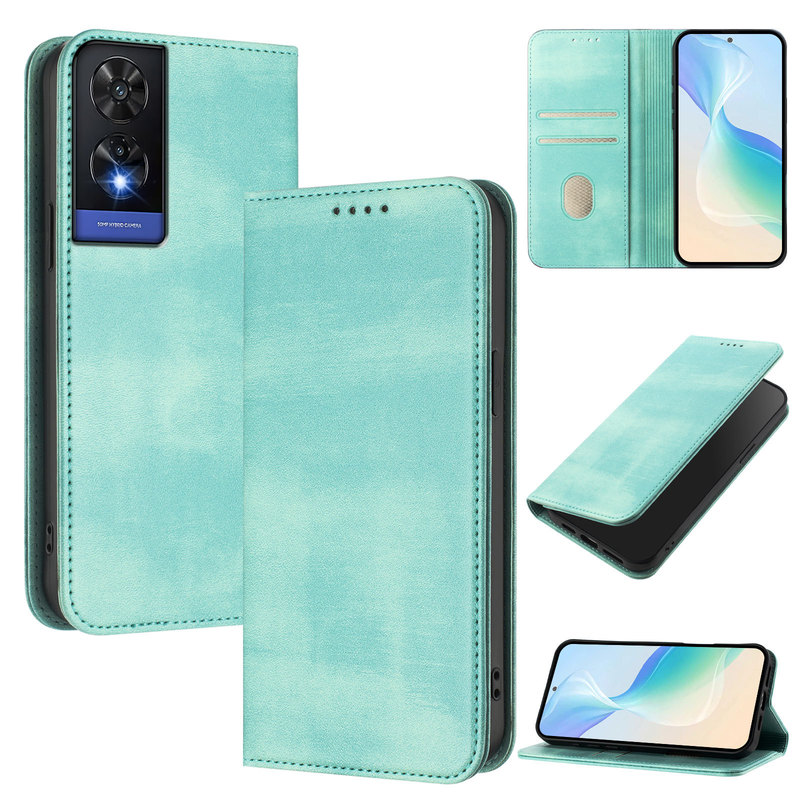 For TCL 50 SE leather case ZTE Blade A35E retro pattern flip strong magnetic card anti-theft brush Spark