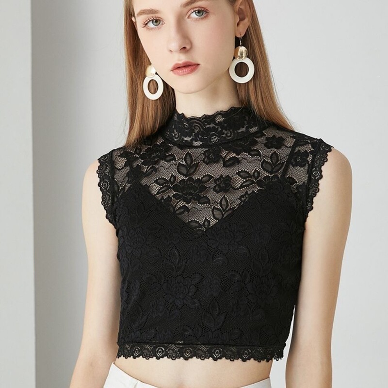 New Lace Fake Collar High-Neck Versatile Stand-Up Collar Sweater Shirt Base Layer Stylish Lace Blouse Top New Lace Fake Collar High-Neck Versatile Stand-Up Collar Sweater Shirt Base Layer Stylish Lace Blouse Top