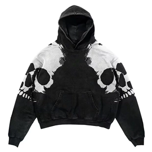 Новый худи skeleton в стиле Faith Over Fear - готический Harajuku Y2K взрыв принт толстовка для мужчин