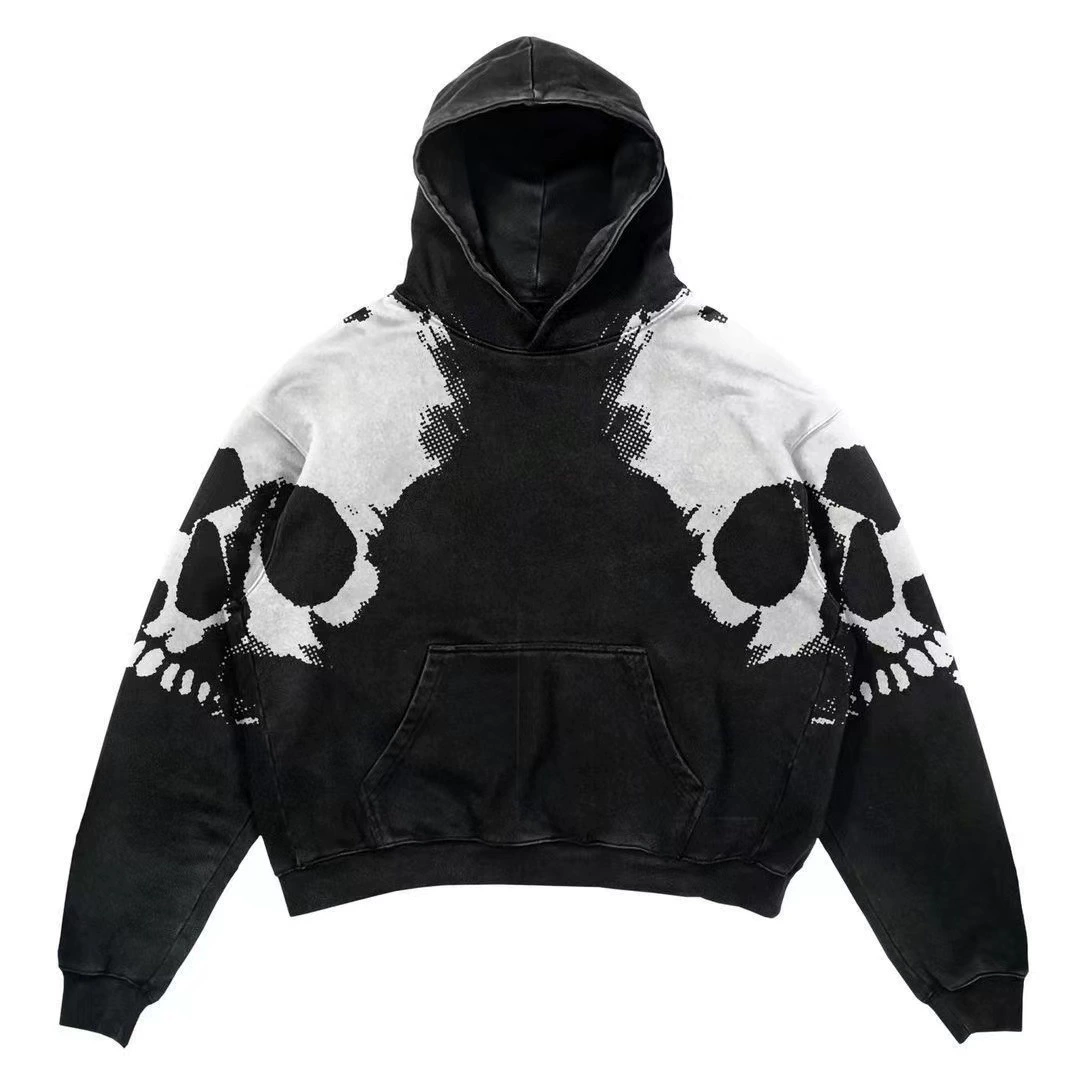 Новый худи skeleton в стиле Faith Over Fear - готический Harajuku Y2K взрыв принт толстовка для мужчин