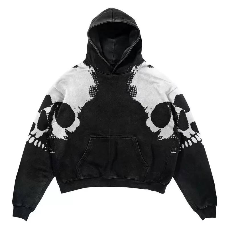 Новый худи skeleton в стиле Faith Over Fear - готический Harajuku Y2K взрыв принт толстовка для мужчин