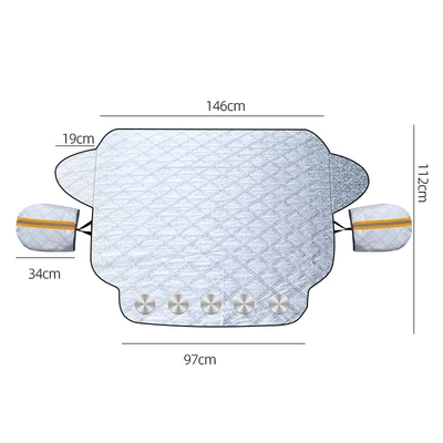 Car snow shield aluminum film thickened front windshield anti-freezing half cover magnet adsorption bag earmuffs car snow shield (Car snow shield) - 146-112cm-5-magnets-reflective-strip-earmuffs-non-woven-storage-bag