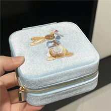 自营彼得兔丝绒首饰盒～方方正正耳环耳钉戒指便携首饰收纳盒浙辉